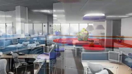 3D Interior walkthrough animation of office open plan space