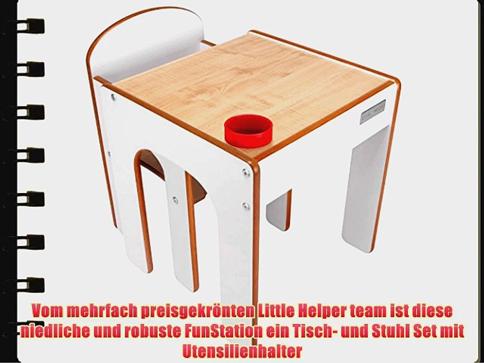 Little Helper FS01W - Original Holz Fun Station Kleinkind Tisch und Stuhl Set mit Stiftehalter