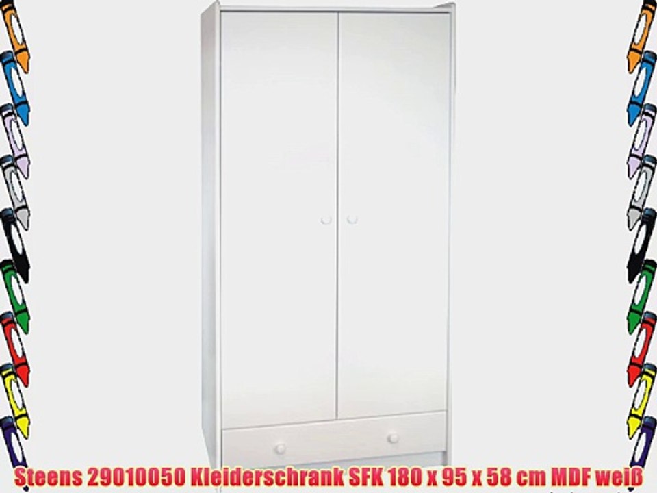 Steens 29010050 Kleiderschrank SFK 180 x 95 x 58 cm MDF wei?