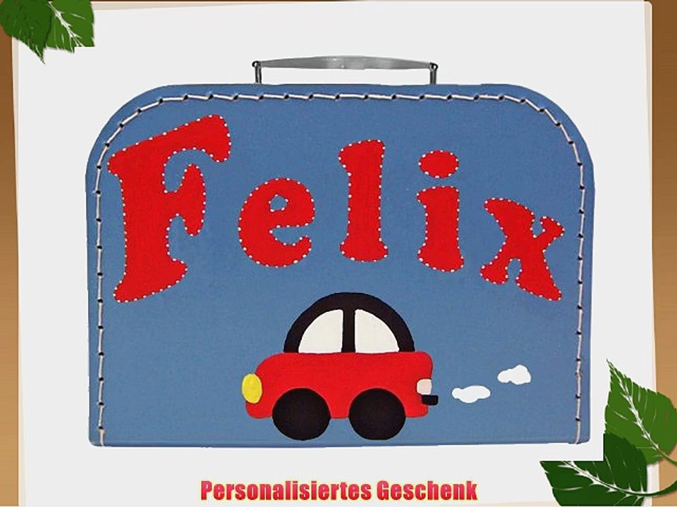 Frl. Pfefferstielzchen Deko Koffer Auto mit Namen * Ihr Geschenk zur Taufe