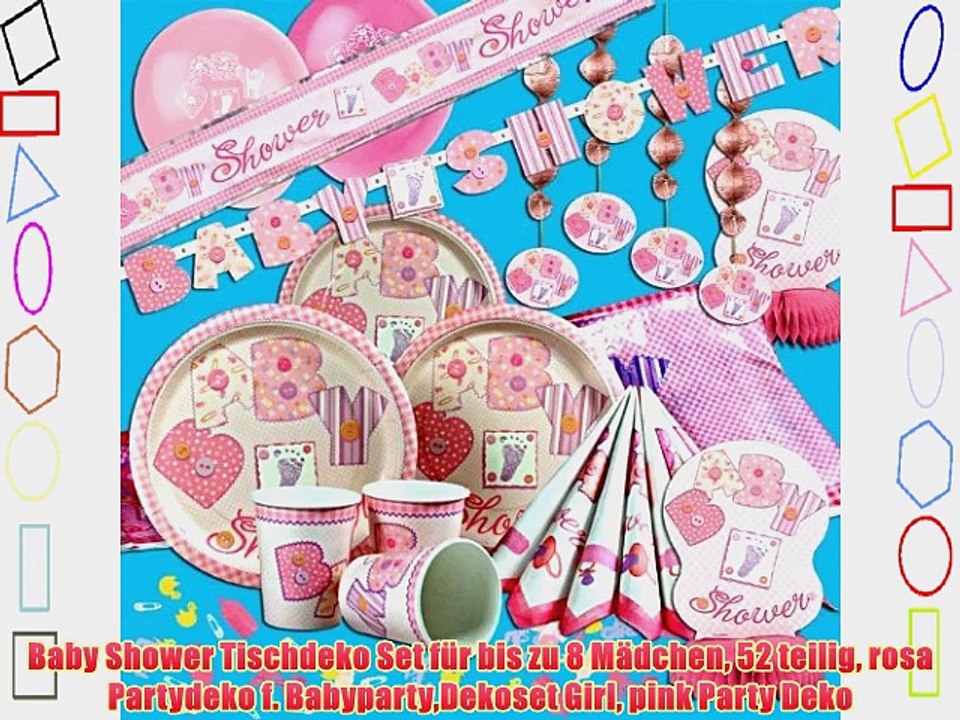 Baby Shower Tischdeko Set f?r bis zu 8 M?dchen 52 teilig rosa Partydeko f. BabypartyDekoset