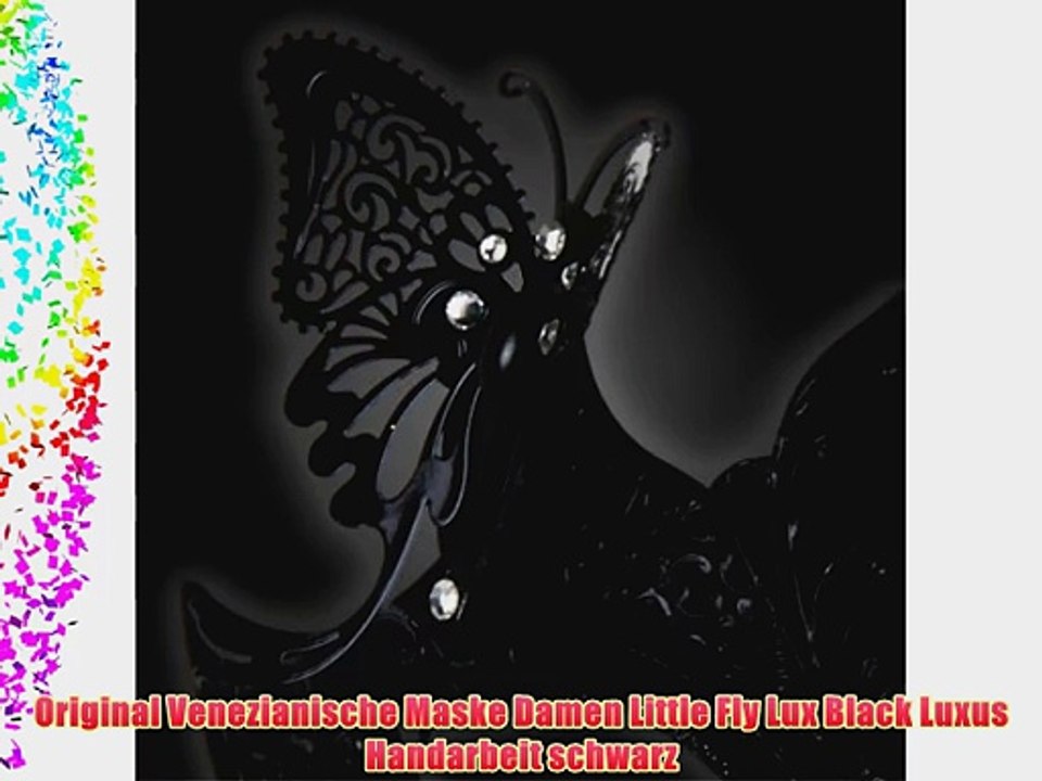 Original Venezianische Maske Damen Little Fly Lux Black Luxus Handarbeit schwarz