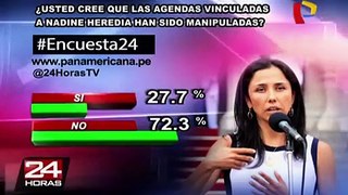 Encuesta 24: 72.3% no cree que agendas vinculadas a Nadine hayan sido manipuladas