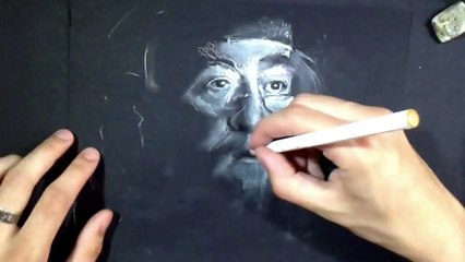 Dumbledore - Drawing with White Charcoal Portrait