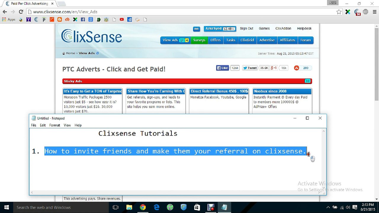 How to add/invite Clixsense referrals