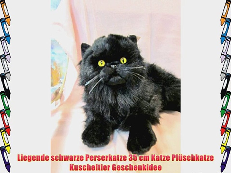 Liegende schwarze Perserkatze 35 cm Katze Pl?schkatze Kuscheltier Geschenkidee