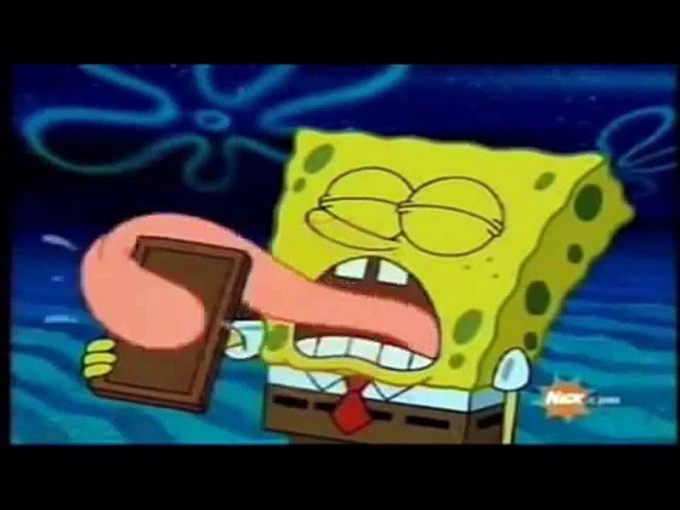 Spongebob licks a chocolate bar vigorously for 10 minutes