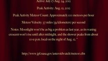 Meteor showers in July and August 2012