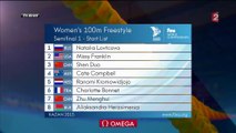 100m libre F (demi-finales) - ChM 2015 natation (Bonnet, Sjöström, Campbell, Heemskerk)