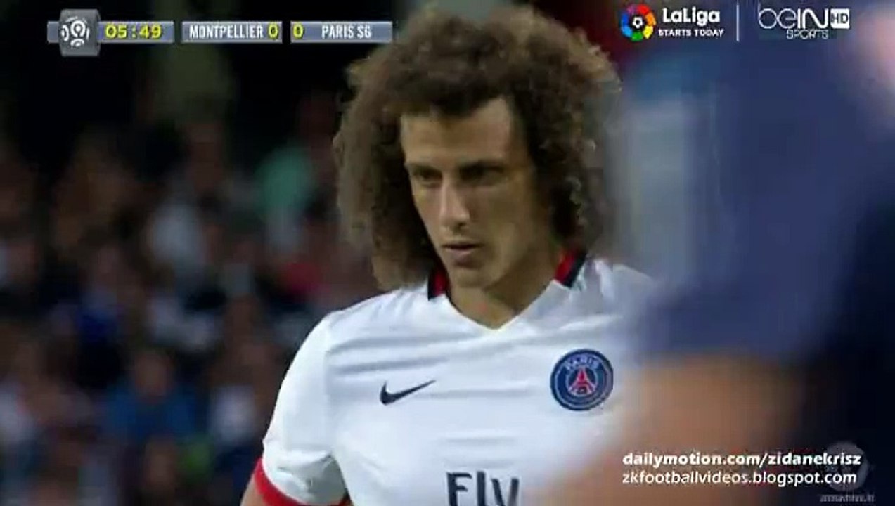 David Luiz Amazing Free-Kick | Montpellier v. Paris Saint-Germain - 21.08.2015 HD