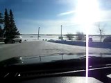 Driving on the ice of Lake Wabigoon Dryden Ontario, ice fishing for Walleye