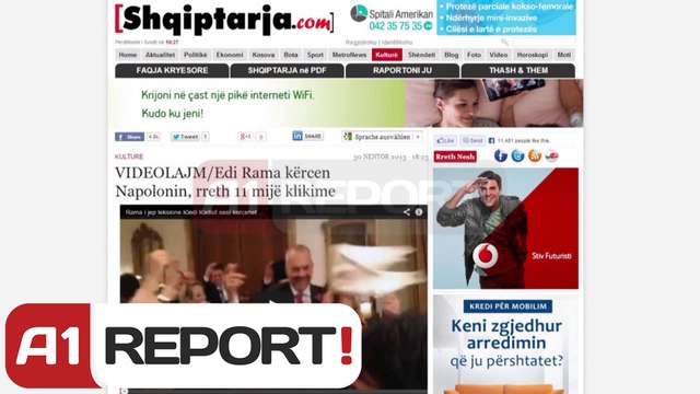 A1 Report - Edi Rama kërcen Napolonin, 20 mijë vizitorë dhe rreth 60 mijë klikime në 1 ditë