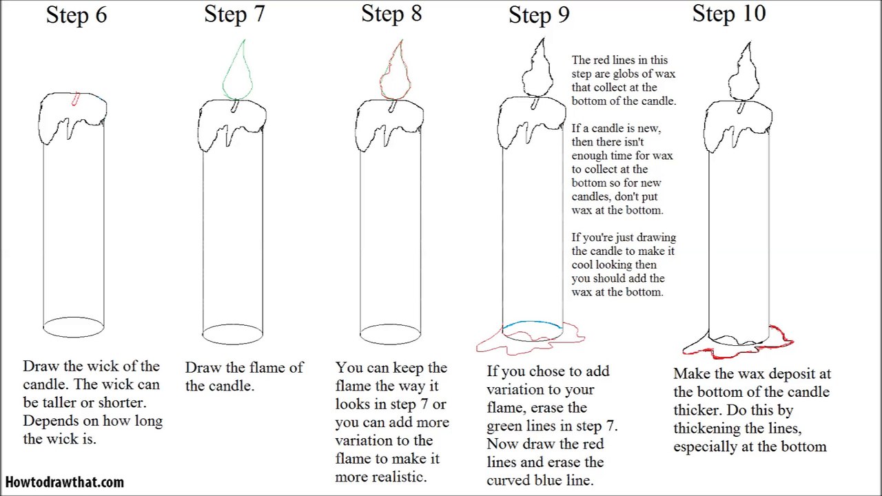 Learn how to draw a cartoon candle step drawing tutorial