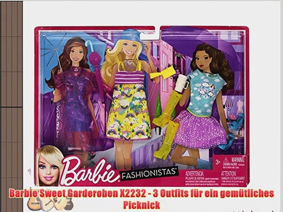 Barbie Sweet Garderoben X2232 - 3 Outfits f?r ein gem?tliches Picknick