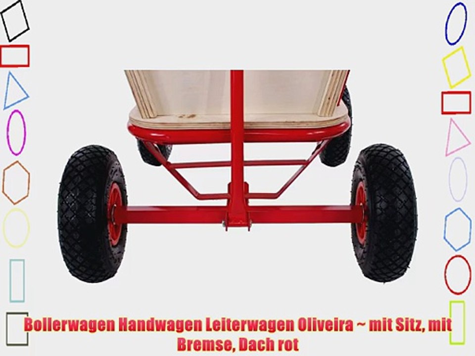 Bollerwagen Handwagen Leiterwagen Oliveira ~ mit Sitz mit Bremse Dach rot
