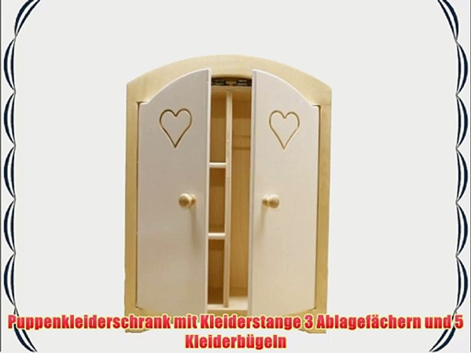 Puppenkleiderschrank inkl. 5 Kleiderb?geln / Material: Holz / Farbe: natur/weiss / Ma?e: 445