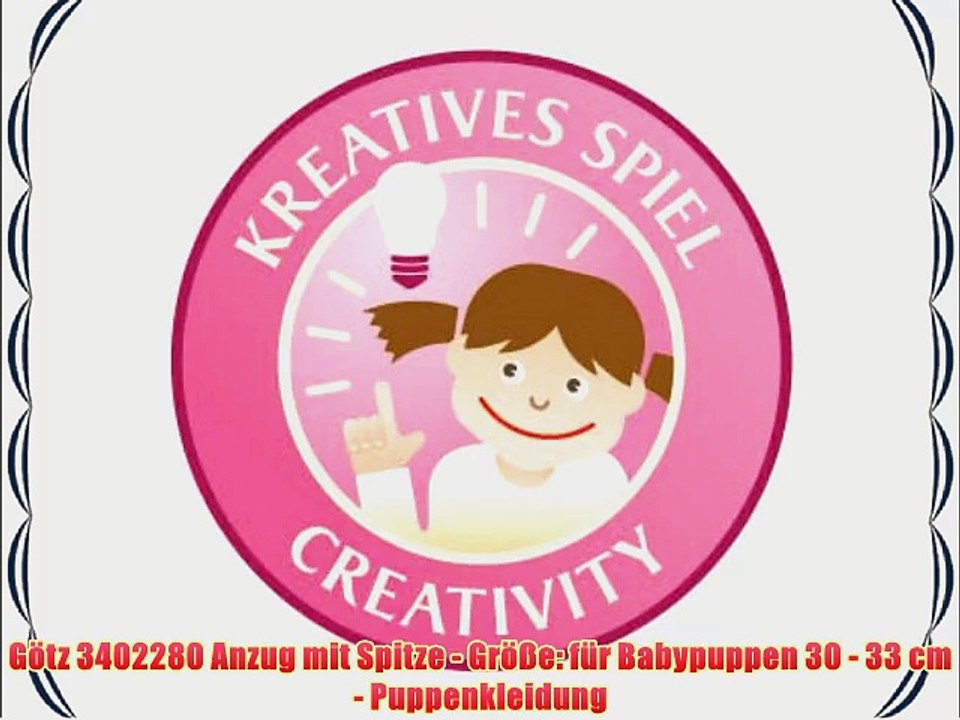 G?tz 3402280 Anzug mit Spitze - Gr??e: f?r Babypuppen 30 - 33 cm - Puppenkleidung