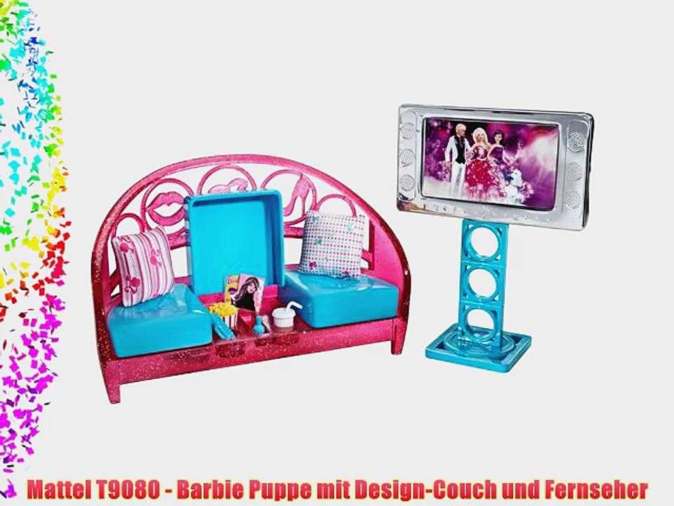 Mattel T9080 - Barbie Puppe mit Design-Couch und Fernseher