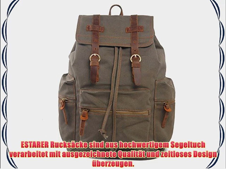 Estarer Damen Herren Canvas Schulrucksack Rucksack Vintage Armee Gr?n