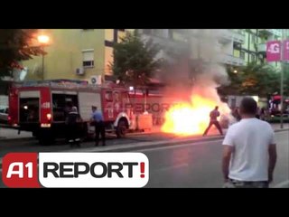 A1 Report - Tiranë, digjet një makinë tip FIAT shkak dyshohet një defekt teknik