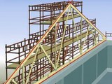 Takstoler: Montering av takstoler i store bygg, på bygget