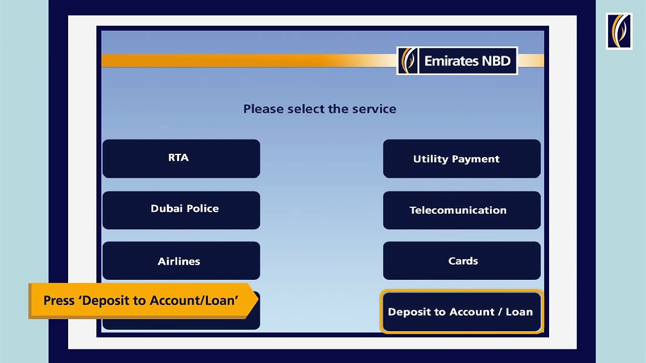 Depositing cash in a Bank Account through Emirates NBD ATMs