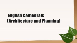English Cathedrals (Architecture and Planning)