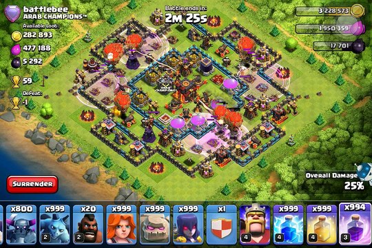 Clash Of Clans - Attacking top player - All Ballons