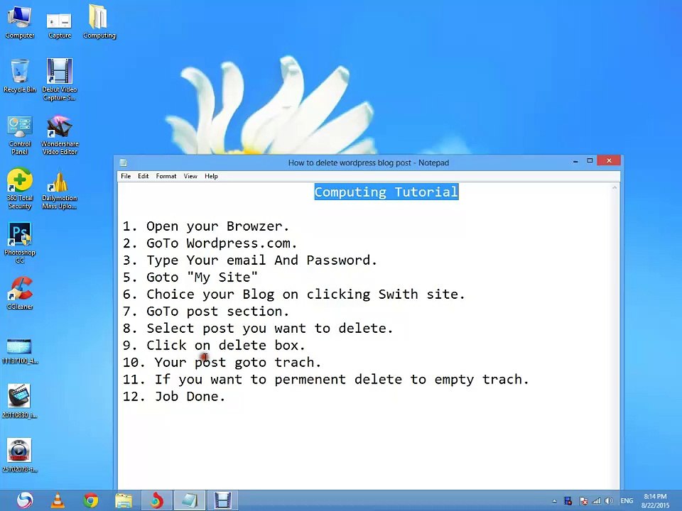 Delete a Wordpress blog post