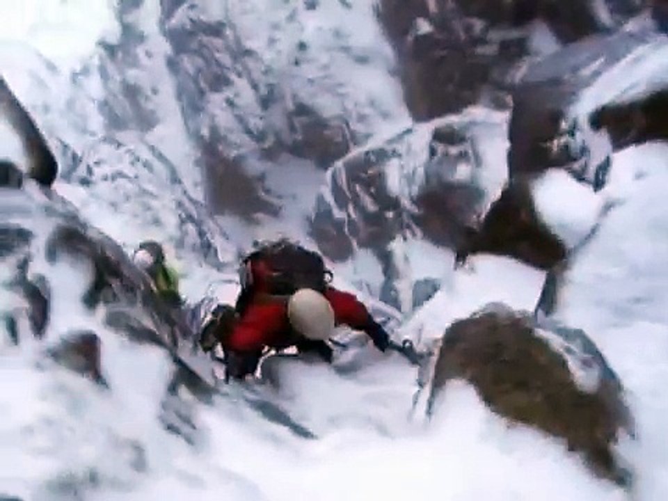 Winter climbing fall