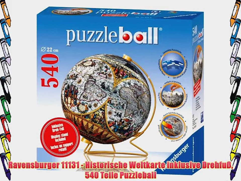 Ravensburger 11131 - Historische Weltkarte inklusive Drehfu? 540 Teile Puzzleball