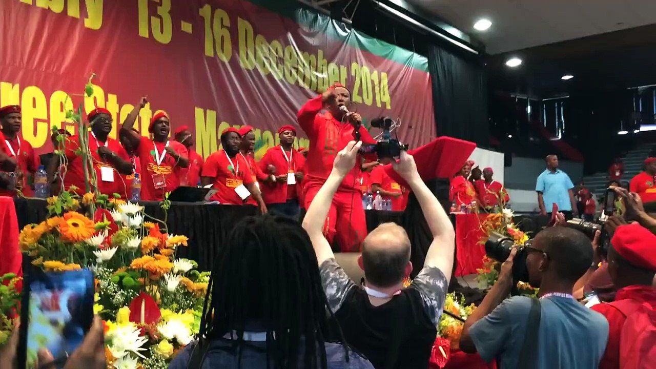 Julius Malema sings "Kiss the Boer" at the EFF's 1st National People's Assembly