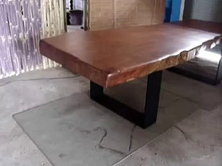 Solid Rosewood DiningTable Custom Made Reclaimed Wood Slab with Steel Legs