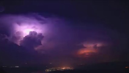 Supercell Thunderstorm, lightning show time-lapse HD