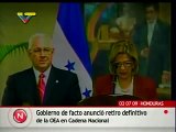 Coup in Honduras. Gobierno de facto hondureño anuncia supuesto retiro de la OEA