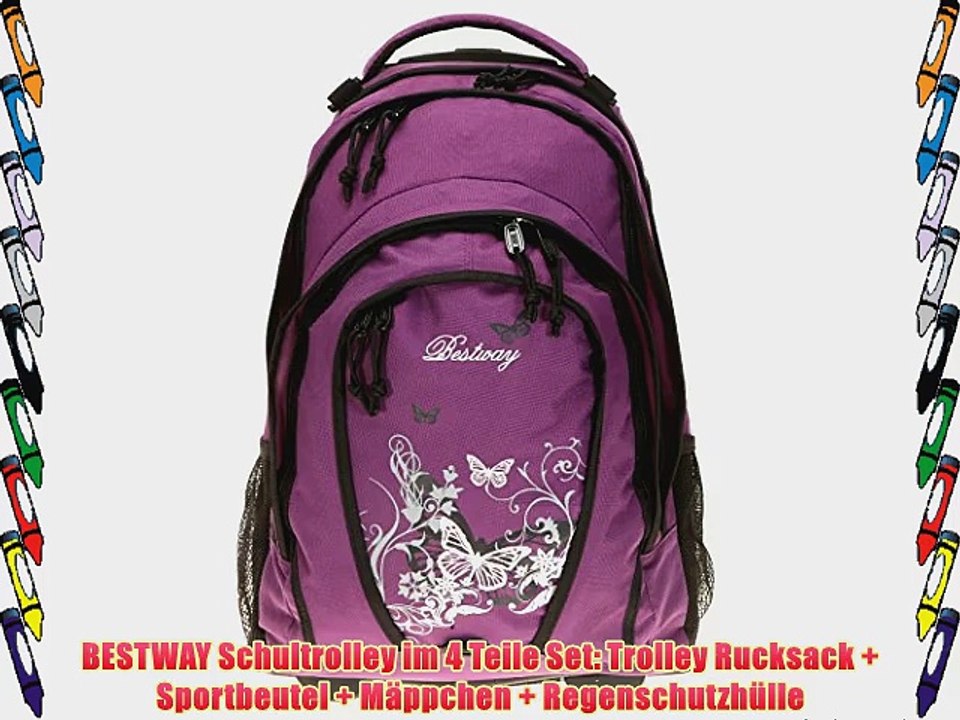 3er SET: Trolley BESTWAY ROLLIN Rucksacktrolley Schultrolley Schulrucksack   SPORTBEUTEL