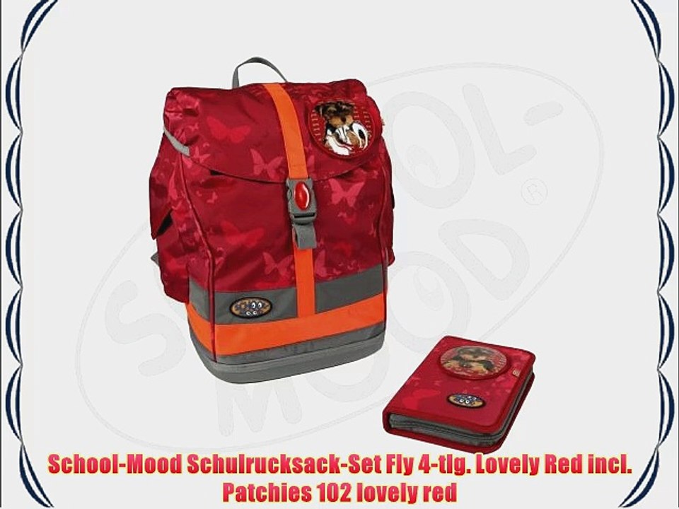 School-Mood Schulrucksack-Set Fly 4-tlg. Lovely Red incl. Patchies 102 lovely red