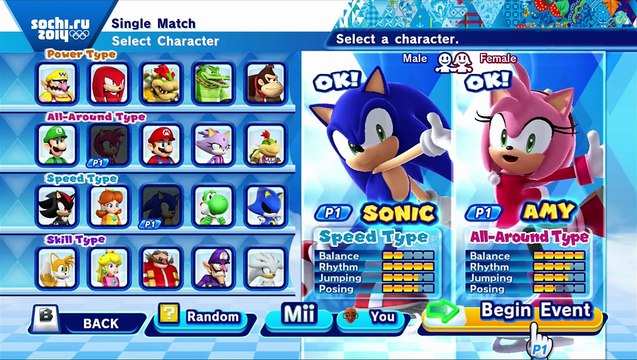 Sonic and Amy Skating Figure Pairs Mario and Sonic at the Sochi 2014 Olympic Winter Games