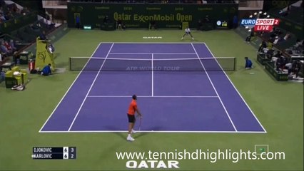 Novak Djokovic vs Ivo Karlovic Funny Point 1 4 Qatar Open 2015
