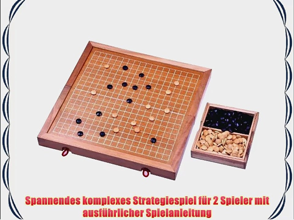 Go - Gobang - Spiel der G?tter - Strategiespiel - Brettspiel aus Holz mit weissen Linien