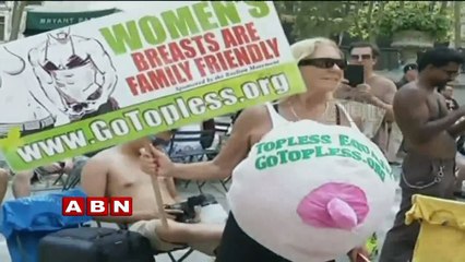 300 topless protesters march to support Times Square women (24-08-2015)