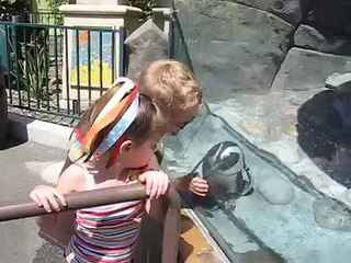 Jack & Katie with Penguin at Six Flags Discovery Kingdom-1