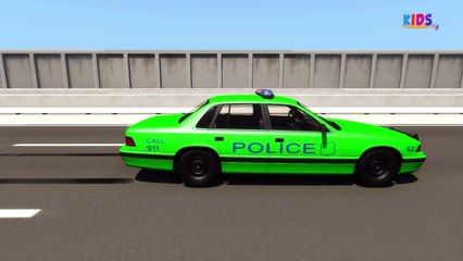 Police Car | Learn Police Car Colors | Police Car Videos For Kids