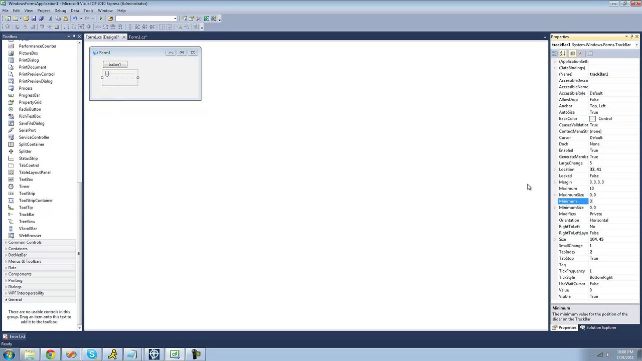 108 - TrackBar and NumericUpDown Controls