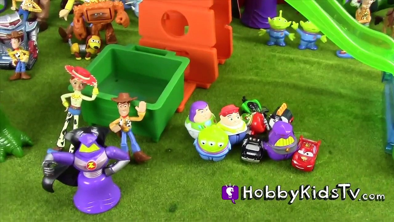 Toy Story Water Slide Zing-Ems + MICRO DRIFTERS! Disney Cars Planes by HobbyKidsTV