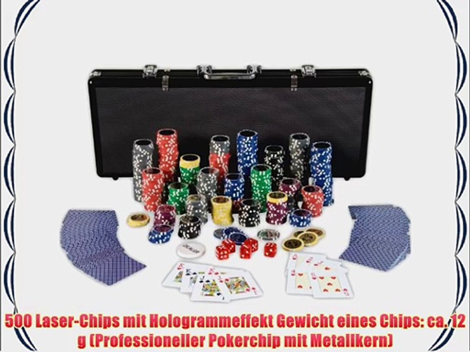 Ultimate Black Edition Pokerset 500 hochwertige 12 Gramm METALLKERN Laserchips 100% PLASTIKKARTEN