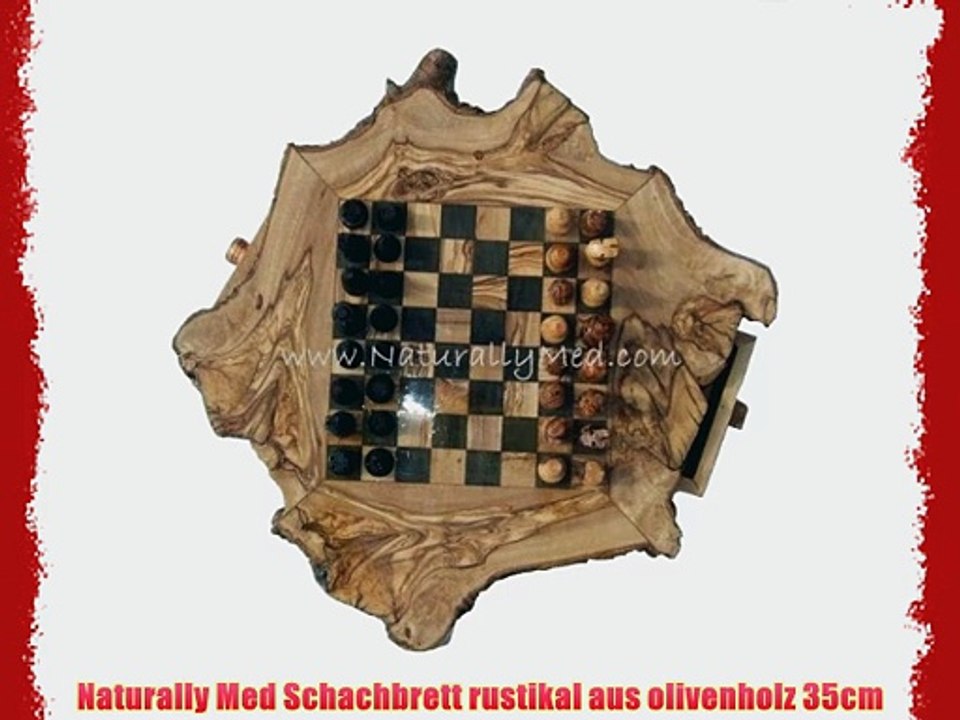 Naturally Med Schachbrett rustikal aus olivenholz 35cm