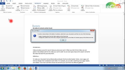 Table Of Content - MS Word 2013