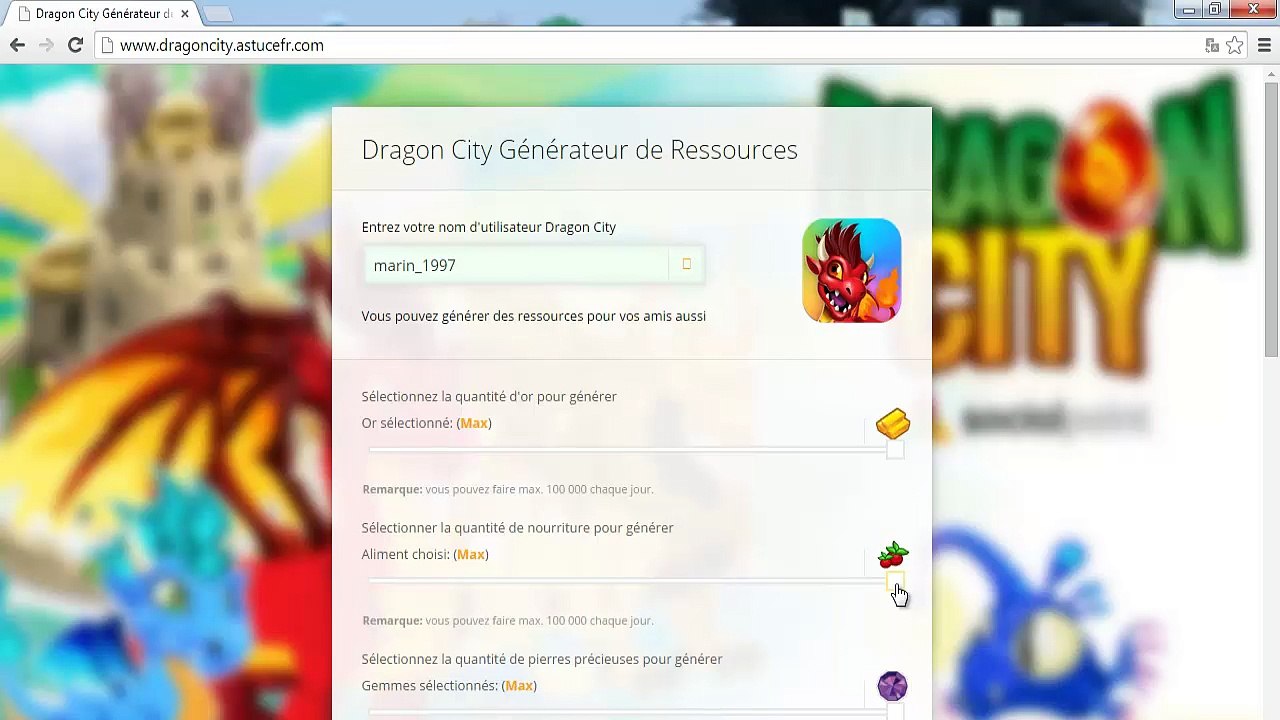 Dragon city code de triche sur tablette