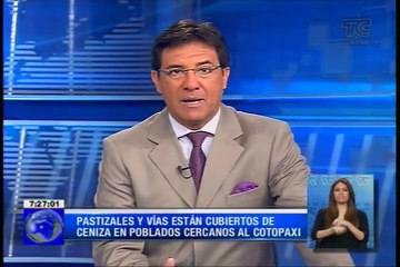 Pastizales y vías están cubiertos de ceniza en poblados cercanos al Cotopaxi